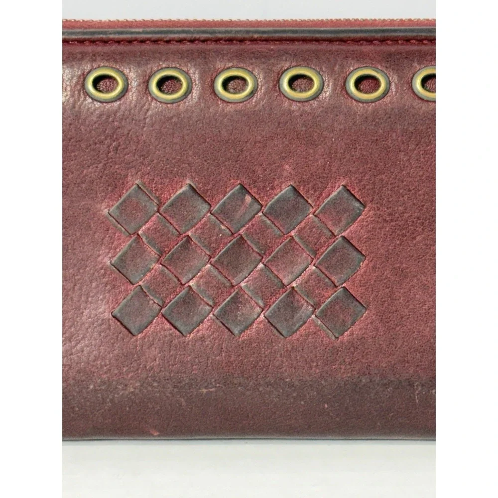 Bottega Veneta Intrecciato Zip Around Leather Wallet Burgundy‎ Made in Italy
